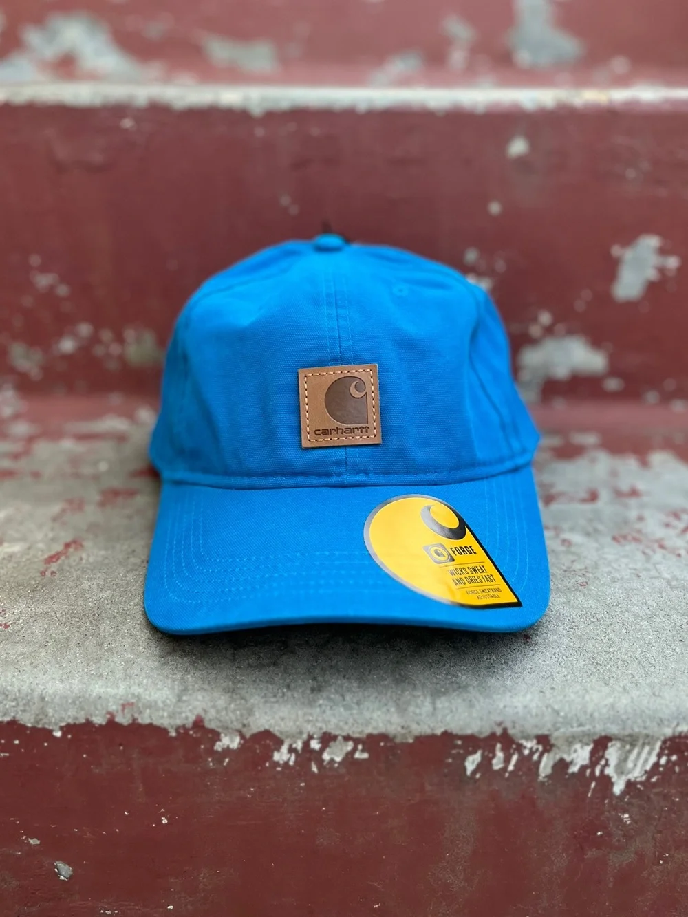💙 Carhartt Blue Canvas Cap with Leather Patch AH0289 NWT